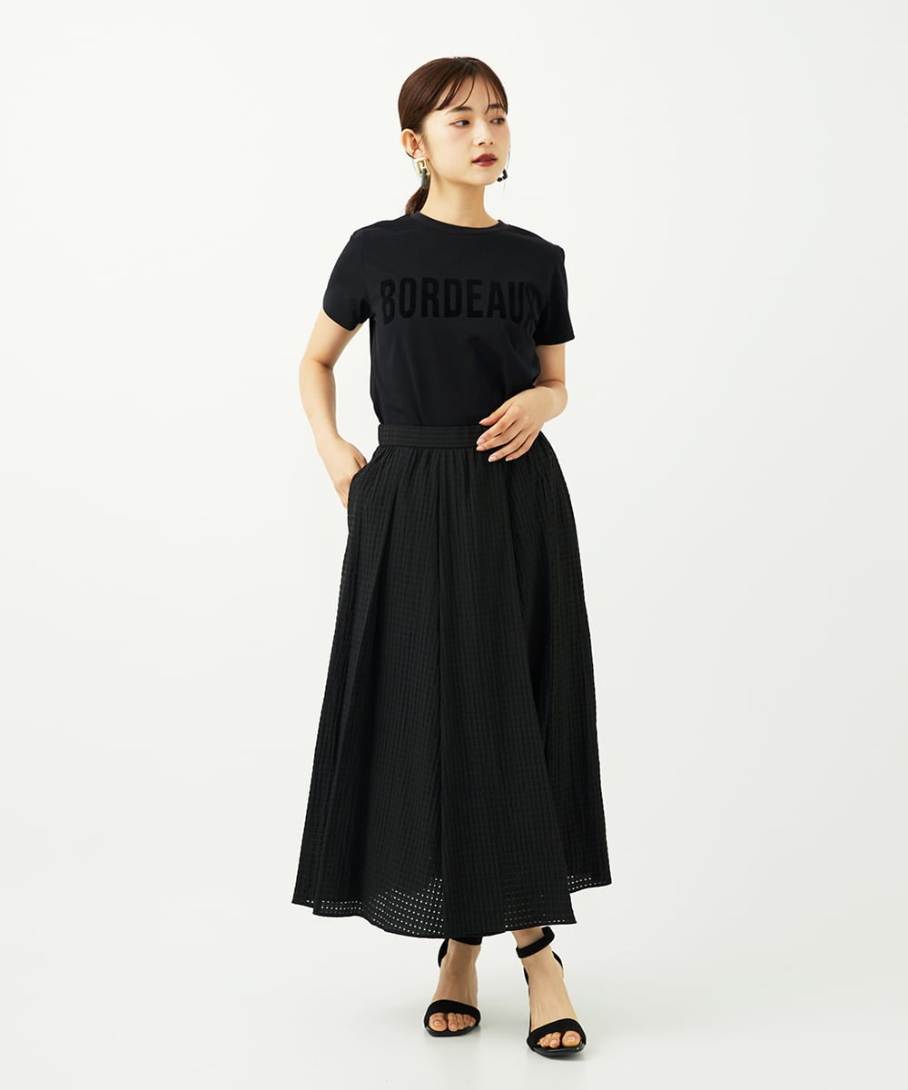 F6HJA05250 MICHEL KLEIN(小さいサイズ)(メゾン ドゥ サンク) ［小さいサイズ］トリオシアーチェックフレアスカート(セットアップ対応) ブラック