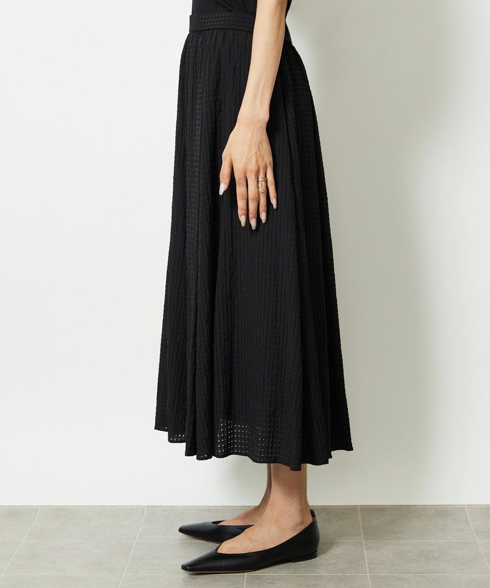 F6HJA05250 MICHEL KLEIN(小さいサイズ)(メゾン ドゥ サンク) ［小さいサイズ］トリオシアーチェックフレアスカート(セットアップ対応) ブラック