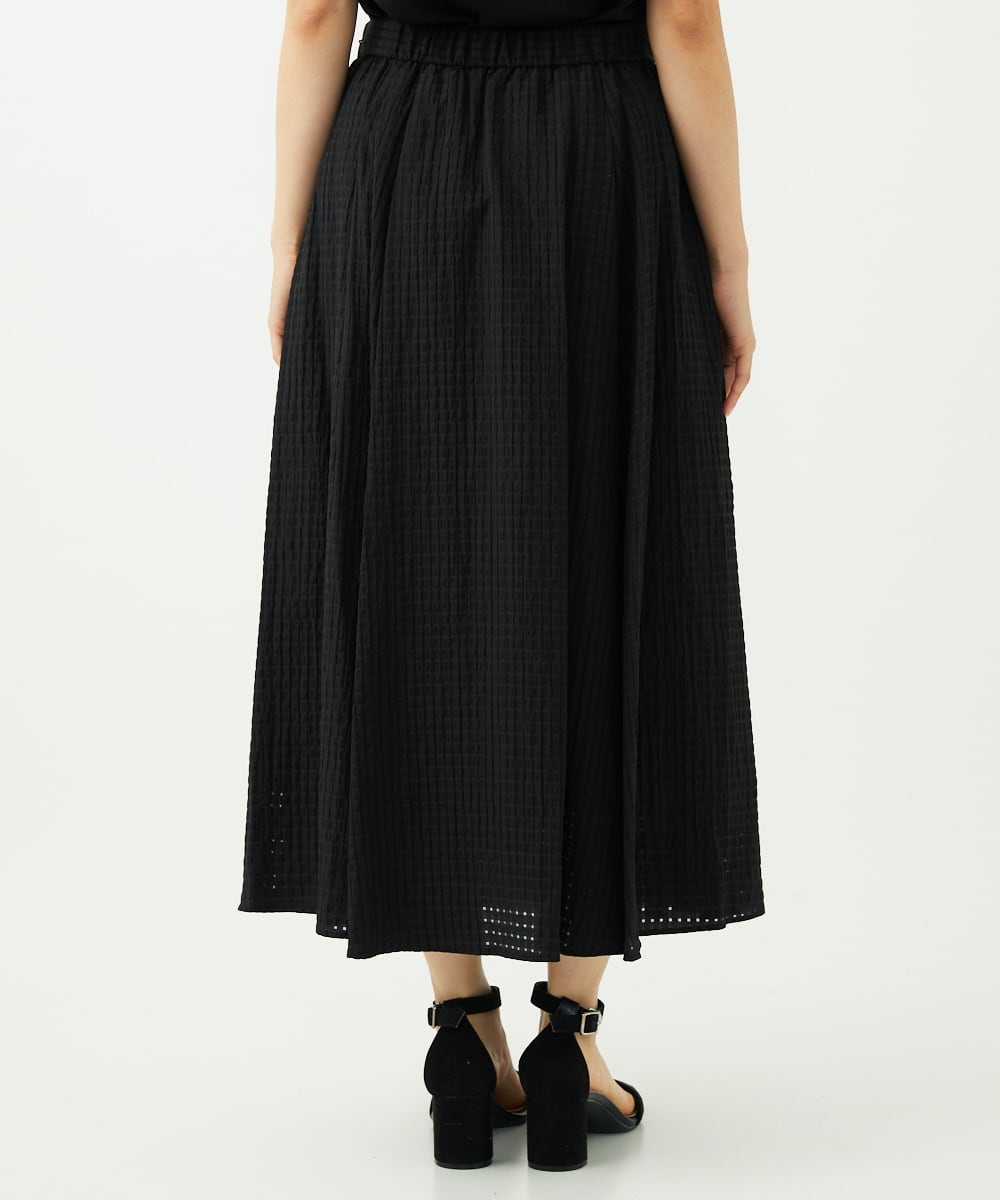 F6HJA05250 MICHEL KLEIN(小さいサイズ)(メゾン ドゥ サンク) ［小さいサイズ］トリオシアーチェックフレアスカート(セットアップ対応) ブラック