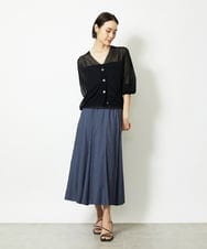 F6HJA08230 MICHEL KLEIN(小さいサイズ)(メゾン ドゥ サンク) ［小さいサイズ］シャンブレーデニムフレアスカート ネイビー