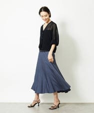 F6HJA08230 MICHEL KLEIN(小さいサイズ)(メゾン ドゥ サンク) ［小さいサイズ］シャンブレーデニムフレアスカート ネイビー