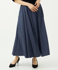 F6HJA08230 MICHEL KLEIN(小さいサイズ)(メゾン ドゥ サンク) ［小さいサイズ］シャンブレーデニムフレアスカート ネイビー