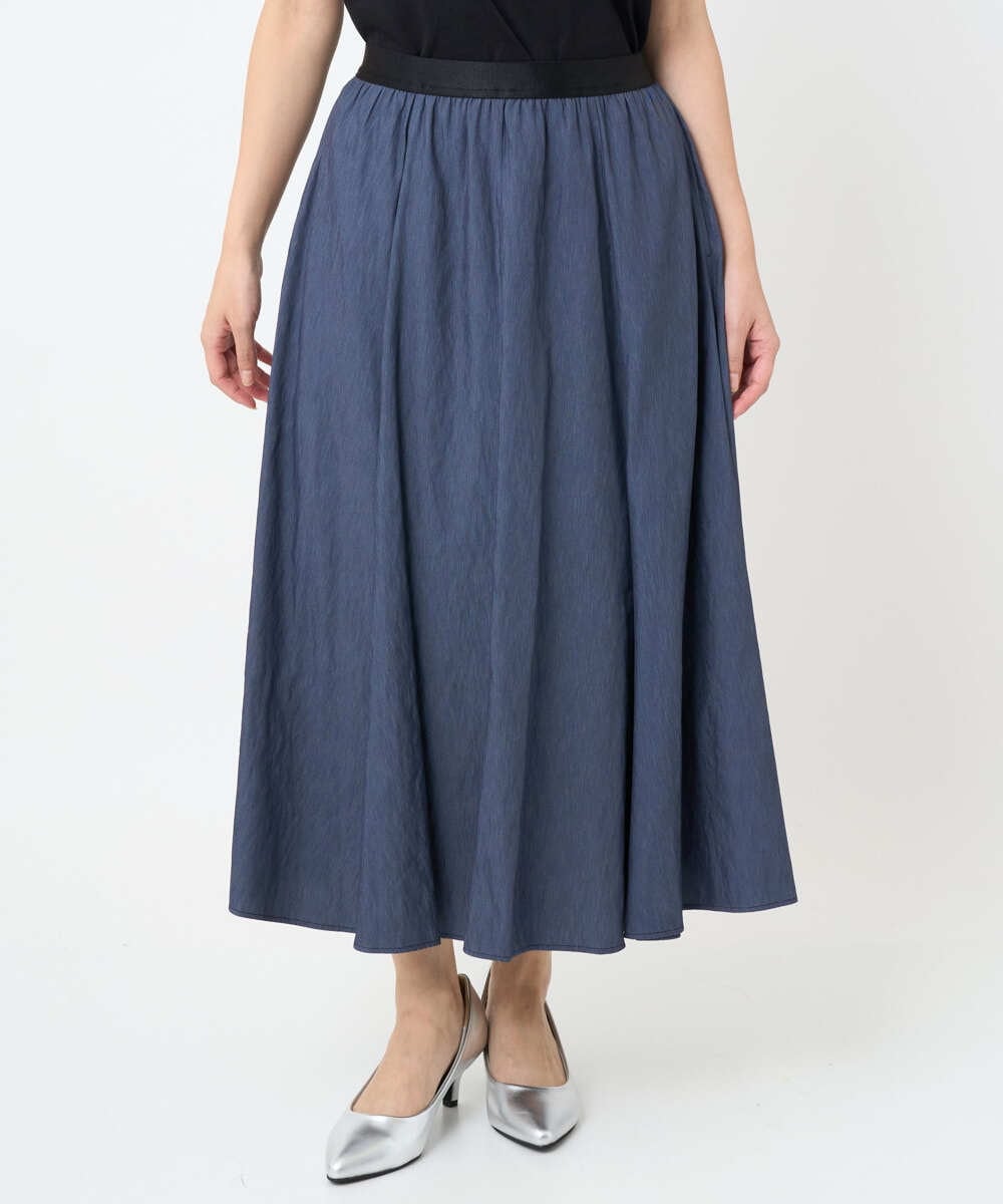 F6HJA08230 MICHEL KLEIN(小さいサイズ)(メゾン ドゥ サンク) ［小さいサイズ］シャンブレーデニムフレアスカート ネイビー