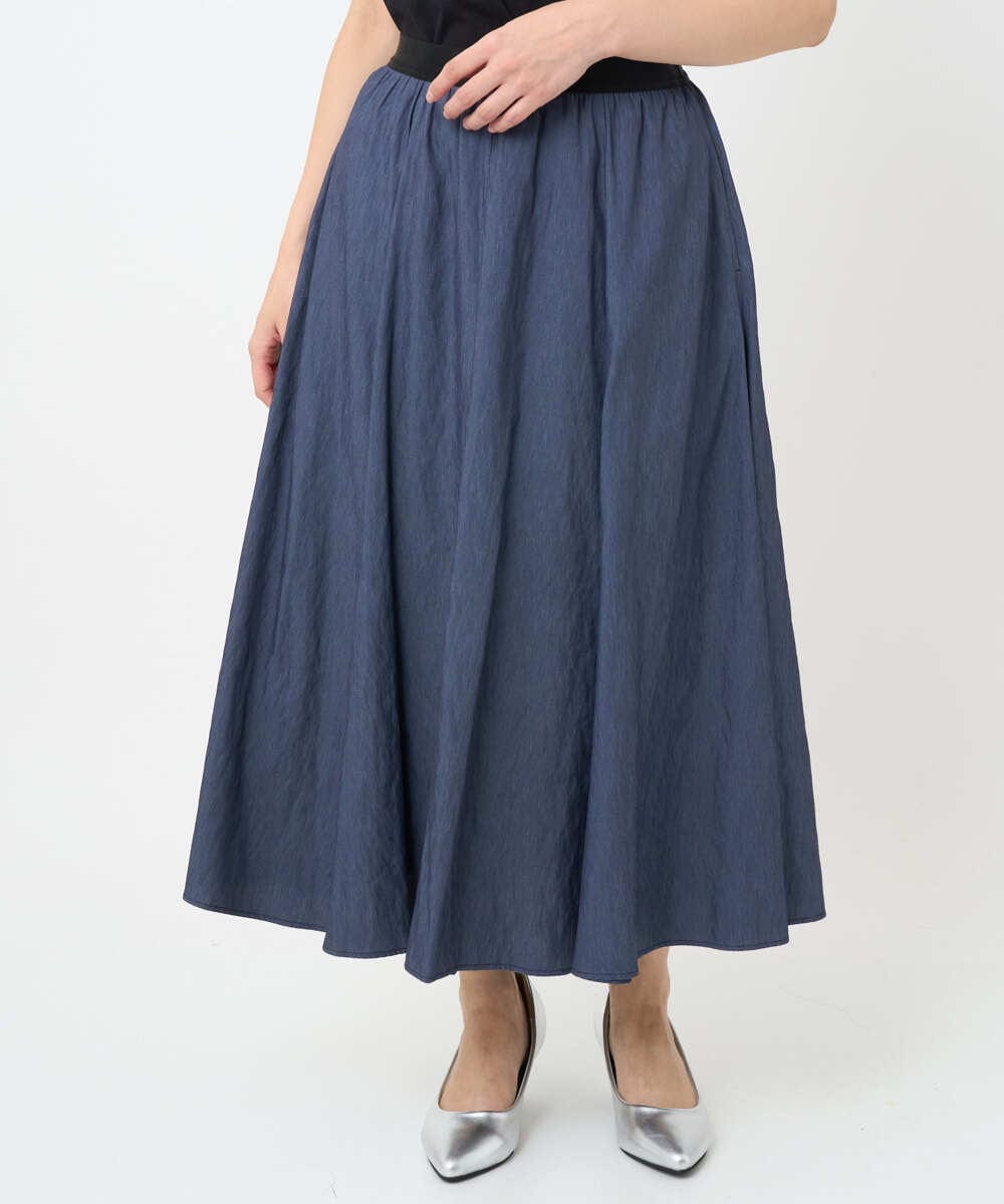 F6HJA08230 MICHEL KLEIN(小さいサイズ)(メゾン ドゥ サンク) ［小さいサイズ］シャンブレーデニムフレアスカート ネイビー