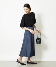 F6HJA08230 MICHEL KLEIN(小さいサイズ)(メゾン ドゥ サンク) ［小さいサイズ］シャンブレーデニムフレアスカート ネイビー