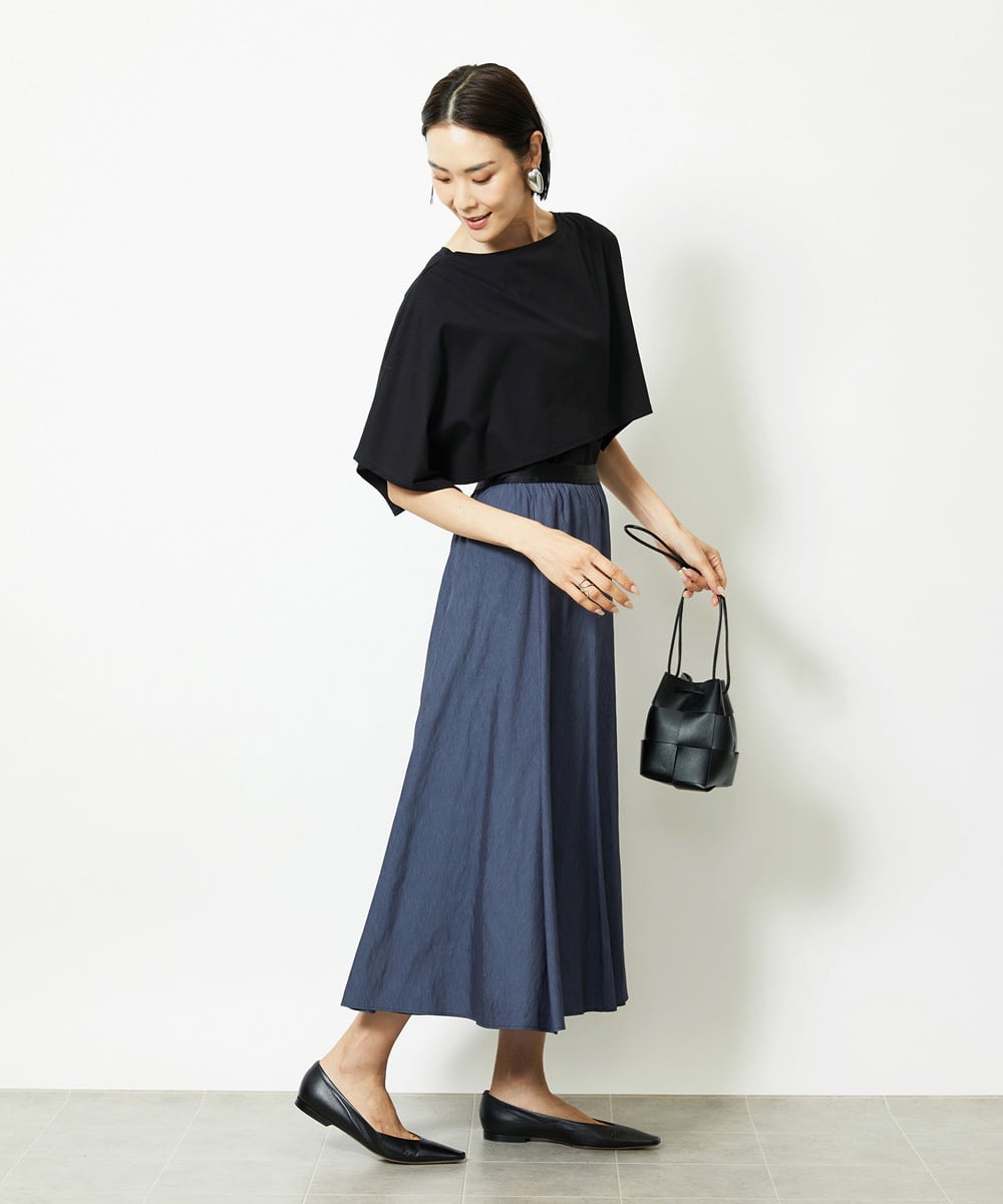 F6HJA08230 MICHEL KLEIN(小さいサイズ)(メゾン ドゥ サンク) ［小さいサイズ］シャンブレーデニムフレアスカート ネイビー