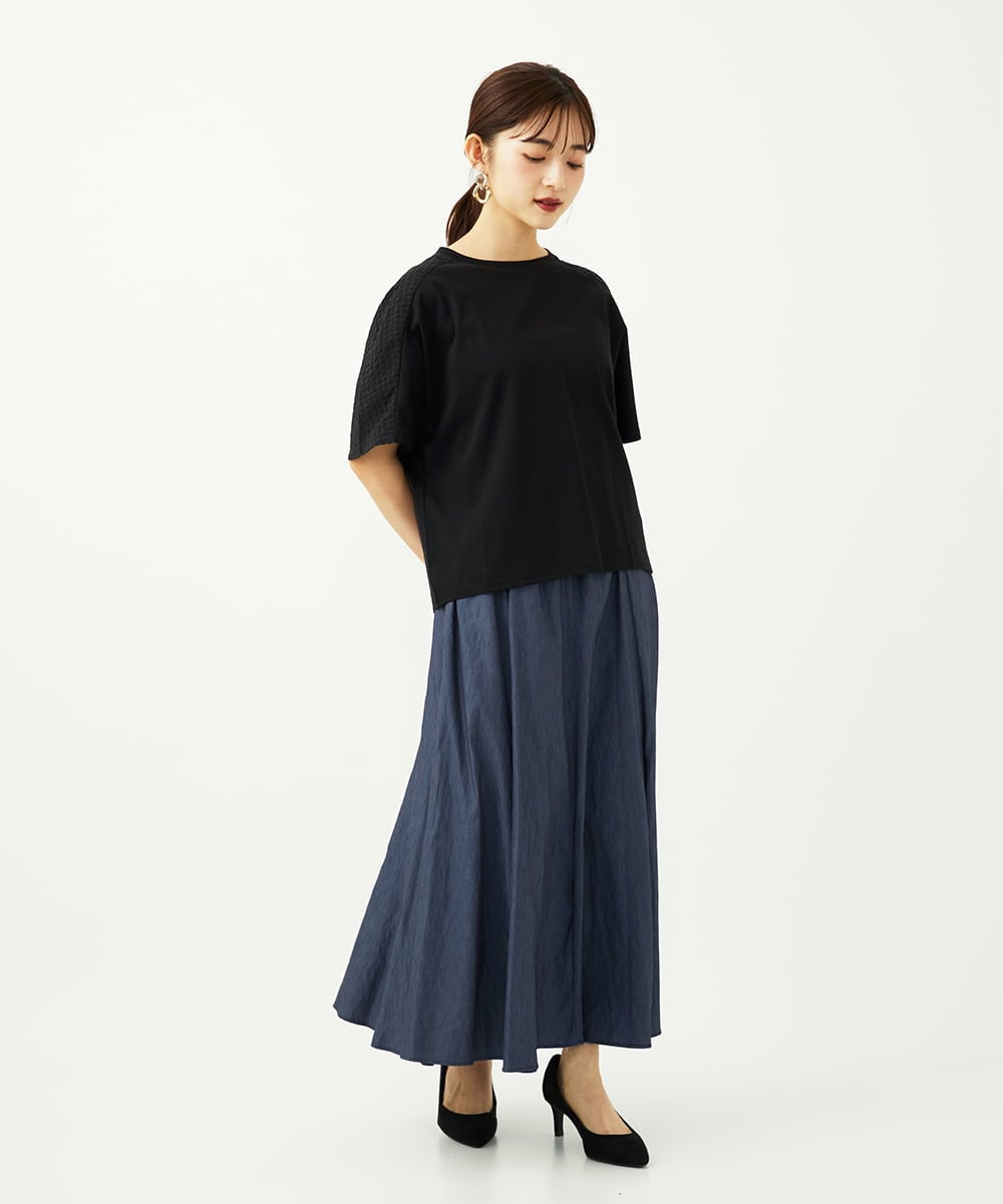 F6HJA08230 MICHEL KLEIN(小さいサイズ)(メゾン ドゥ サンク) ［小さいサイズ］シャンブレーデニムフレアスカート ネイビー
