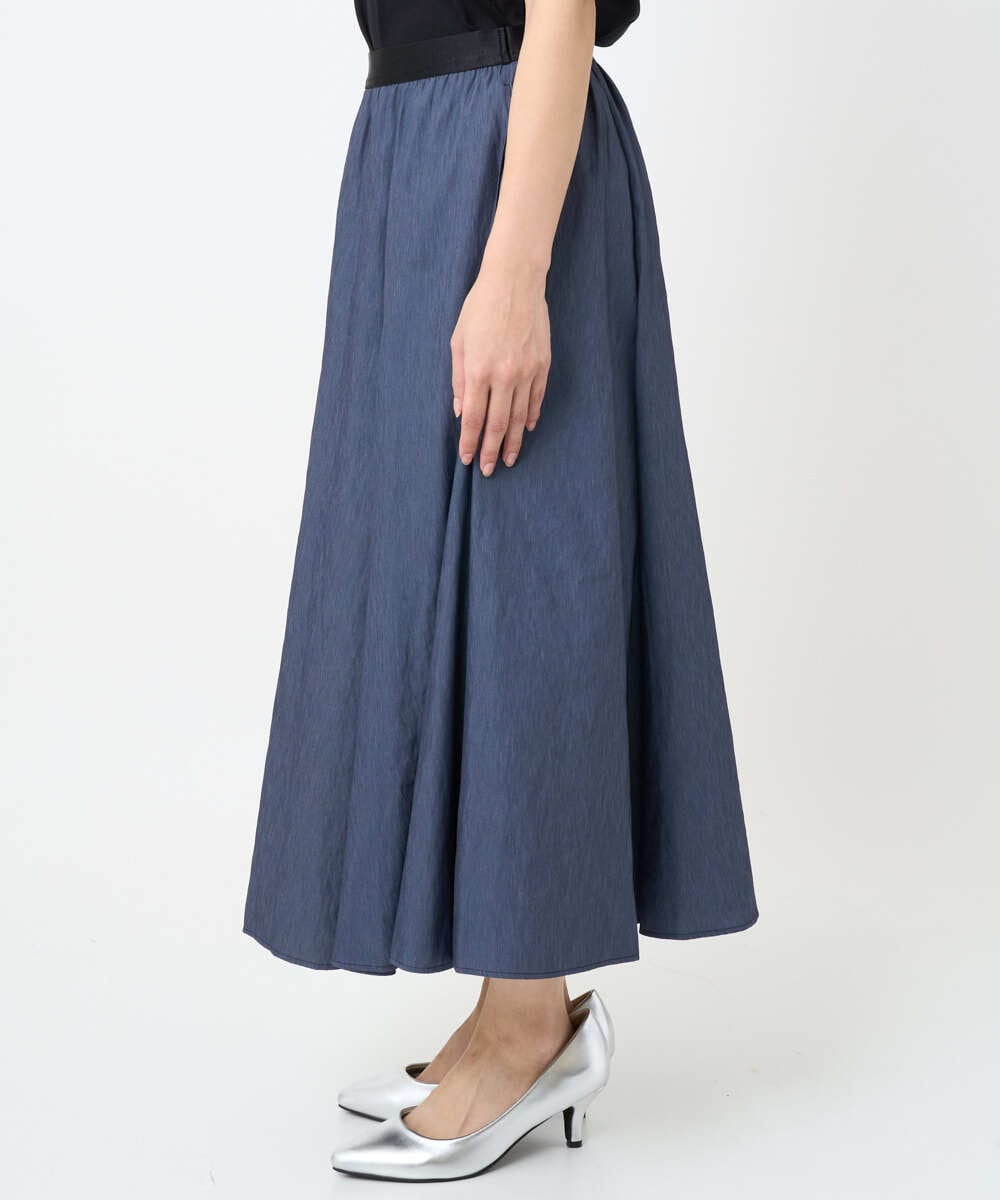 F6HJA08230 MICHEL KLEIN(小さいサイズ)(メゾン ドゥ サンク) ［小さいサイズ］シャンブレーデニムフレアスカート ネイビー