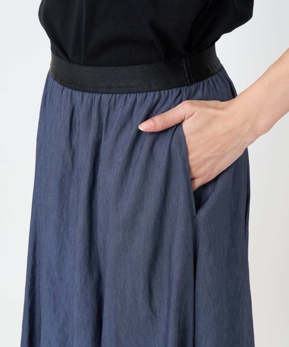 F6HJA08230 MICHEL KLEIN(小さいサイズ)(メゾン ドゥ サンク) ［小さいサイズ］シャンブレーデニムフレアスカート ネイビー