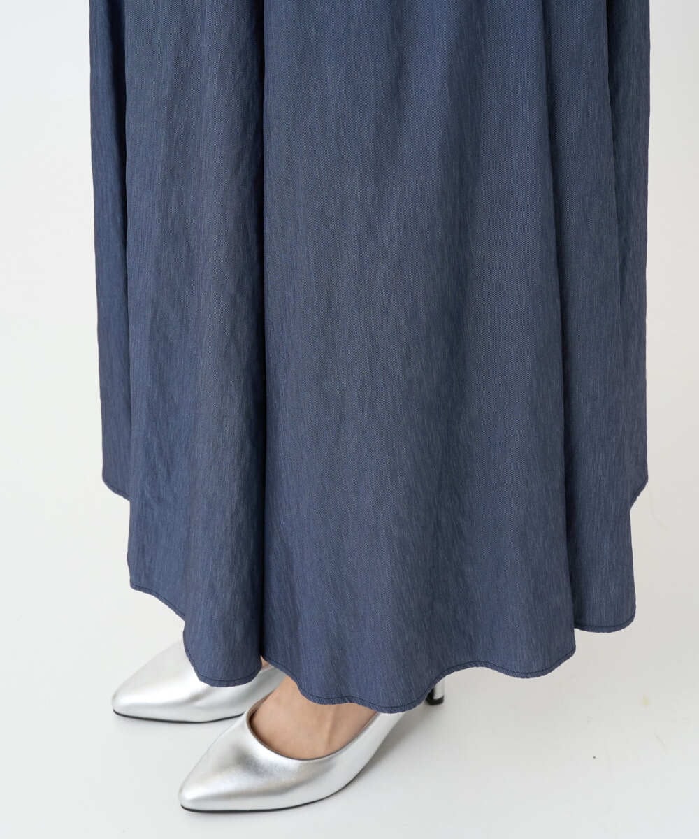 F6HJA08230 MICHEL KLEIN(小さいサイズ)(メゾン ドゥ サンク) ［小さいサイズ］シャンブレーデニムフレアスカート ネイビー