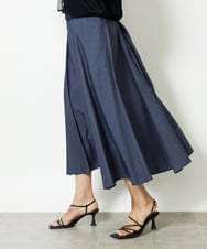 F6HJA08230 MICHEL KLEIN(小さいサイズ)(メゾン ドゥ サンク) ［小さいサイズ］シャンブレーデニムフレアスカート ネイビー