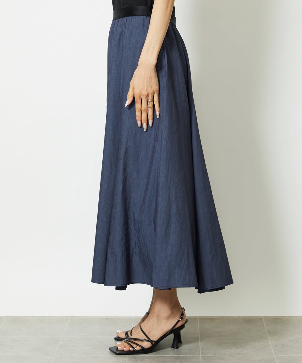 F6HJA08230 MICHEL KLEIN(小さいサイズ)(メゾン ドゥ サンク) ［小さいサイズ］シャンブレーデニムフレアスカート ネイビー
