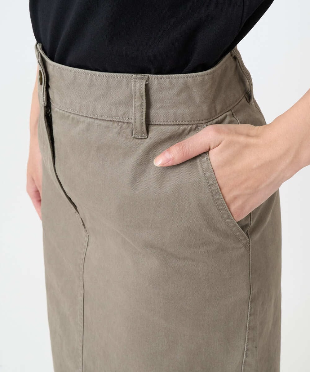 F6HJA30200 MICHEL KLEIN(小さいサイズ)(メゾン ドゥ サンク) [小さいサイズ][セットアップ対応]チノAラインスカート カーキ