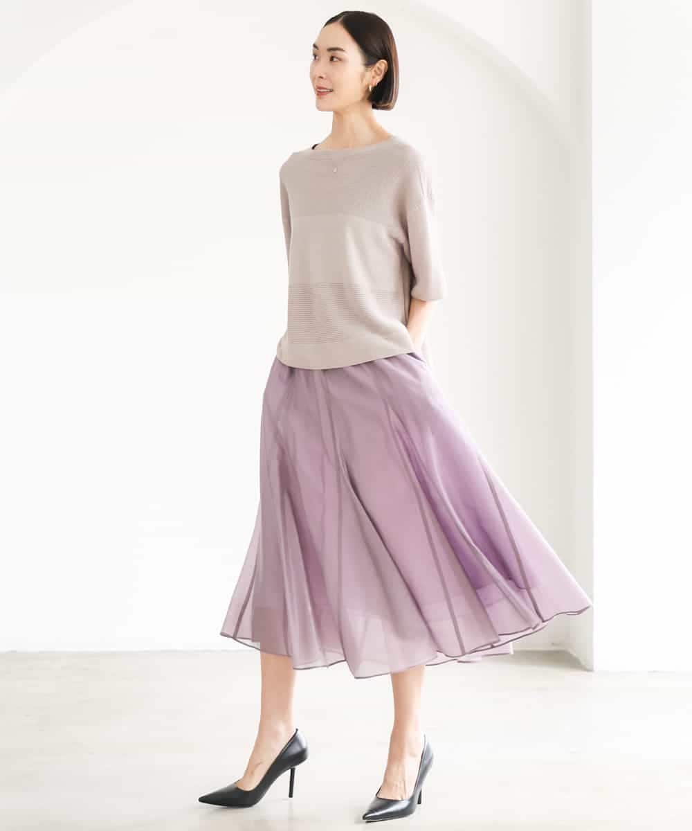 F6HJD02270 MICHEL KLEIN(小さいサイズ)(メゾン ドゥ サンク) 【小さいサイズ】シアーフレアスカート パープル
