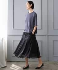 F6HJD02270 MICHEL KLEIN(小さいサイズ)(メゾン ドゥ サンク) 【小さいサイズ】シアーフレアスカート パープル