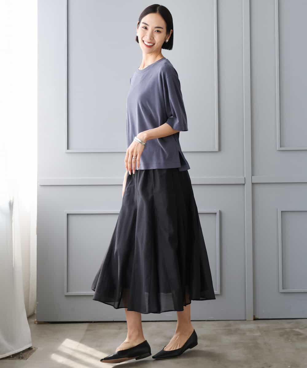 F6HJD02270 MICHEL KLEIN(小さいサイズ)(メゾン ドゥ サンク) 【小さいサイズ】シアーフレアスカート パープル