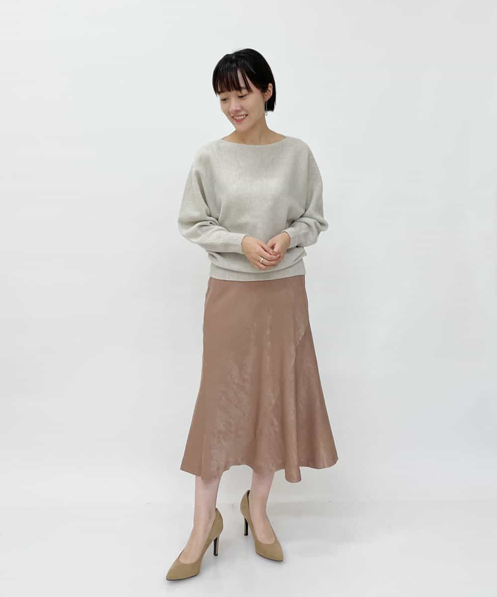 F6HJM14200 MICHEL KLEIN(小さいサイズ)(メゾン ドゥ サンク) 【洗える】マロンサテンイレギュラーヘムスカート(小さいサイズ) ベージュ(83)