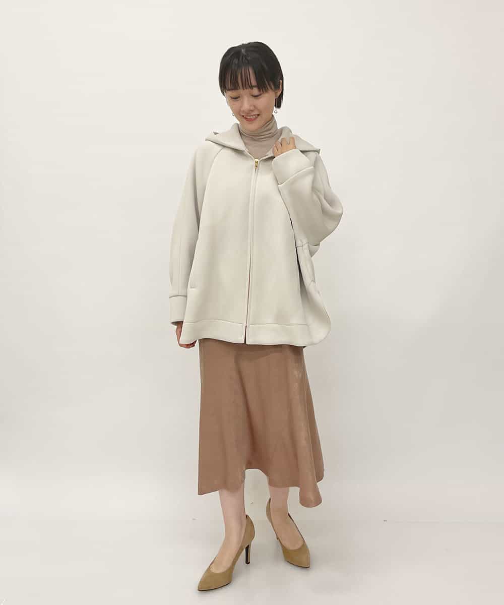 F6HJM14200 MICHEL KLEIN(小さいサイズ)(メゾン ドゥ サンク) 【洗える】マロンサテンイレギュラーヘムスカート(小さいサイズ) ベージュ(83)