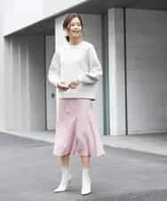 F6HJM14200 MICHEL KLEIN(小さいサイズ)(メゾン ドゥ サンク) 【洗える】マロンサテンイレギュラーヘムスカート(小さいサイズ) ベージュ(83)