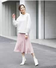 F6HJM14200 MICHEL KLEIN(小さいサイズ)(メゾン ドゥ サンク) 【洗える】マロンサテンイレギュラーヘムスカート(小さいサイズ) ベージュ(83)