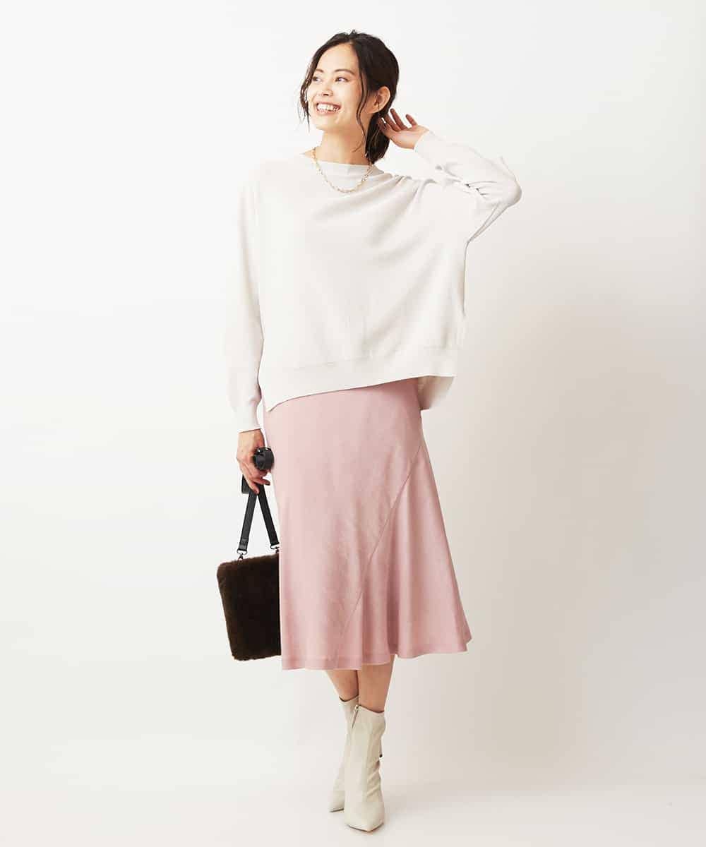 F6HJM14200 MICHEL KLEIN(小さいサイズ)(メゾン ドゥ サンク) 【洗える】マロンサテンイレギュラーヘムスカート(小さいサイズ) ベージュ(83)