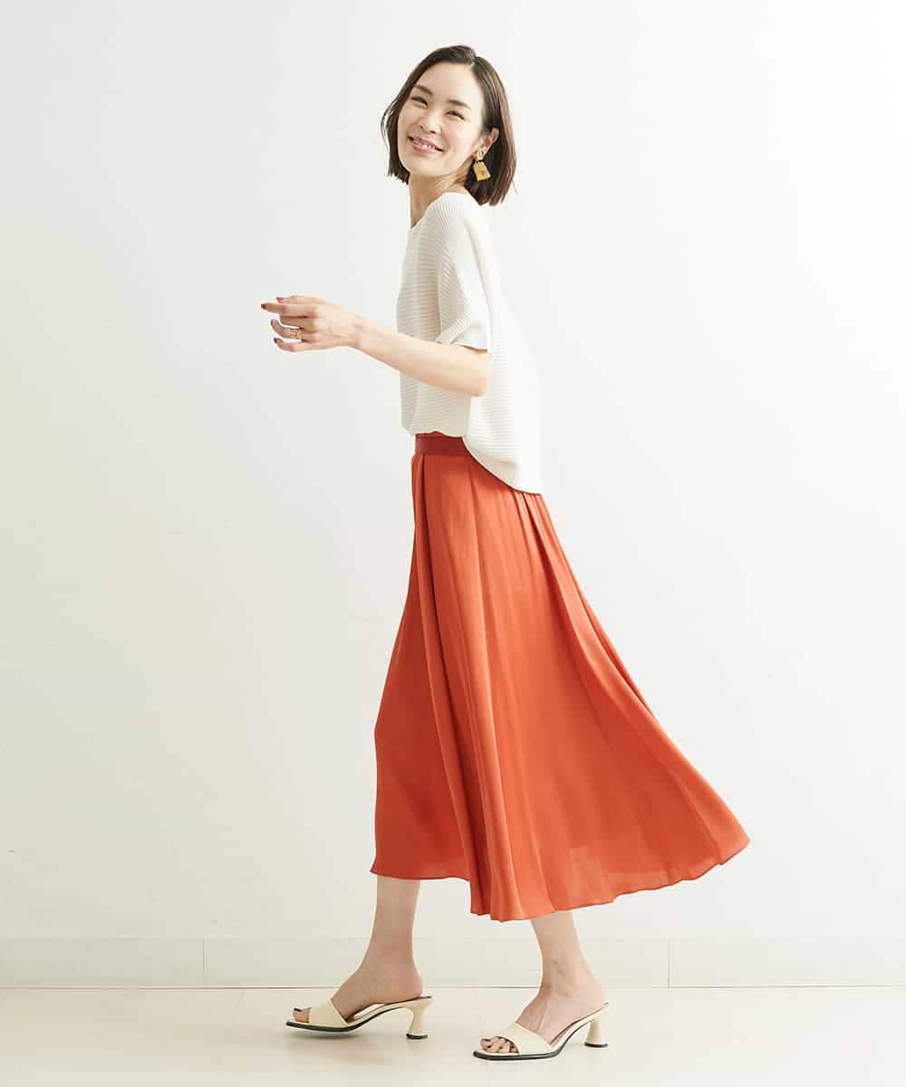 F6HJP02230 MICHEL KLEIN(小さいサイズ)(メゾン ドゥ サンク) [小さいサイズ]ウエストタックサテンスカート ライトグレー(91)