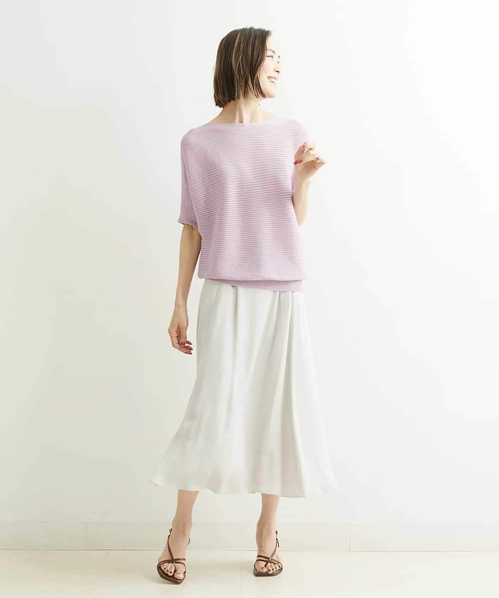 F6HJP02230 MICHEL KLEIN(小さいサイズ)(メゾン ドゥ サンク) [小さいサイズ]ウエストタックサテンスカート ライトグレー(91)