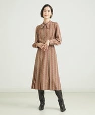 F6HJP15270 MICHEL KLEIN(小さいサイズ)(メゾン ドゥ サンク) [小さいサイズ]ストライプチェーンプリーツスカート（オリジナルプリント・セットアップ対応） ブラウン(87)