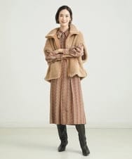 F6HJP15270 MICHEL KLEIN(小さいサイズ)(メゾン ドゥ サンク) [小さいサイズ]ストライプチェーンプリーツスカート（オリジナルプリント・セットアップ対応） ブラウン(87)
