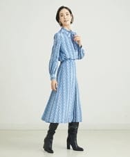 F6HJP15270 MICHEL KLEIN(小さいサイズ)(メゾン ドゥ サンク) [小さいサイズ]ストライプチェーンプリーツスカート（オリジナルプリント・セットアップ対応） ブラウン(87)