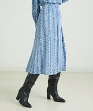 F6HJP15270 MICHEL KLEIN(小さいサイズ)(メゾン ドゥ サンク) [小さいサイズ]ストライプチェーンプリーツスカート（オリジナルプリント・セットアップ対応） ブラウン(87)