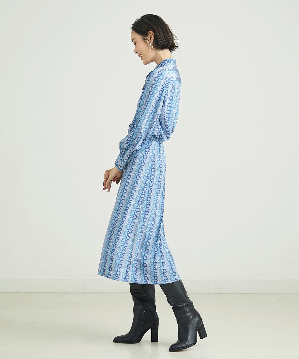 F6HJP15270 MICHEL KLEIN(小さいサイズ)(メゾン ドゥ サンク) [小さいサイズ]ストライプチェーンプリーツスカート（オリジナルプリント・セットアップ対応） ブラウン(87)