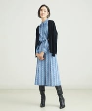 F6HJP15270 MICHEL KLEIN(小さいサイズ)(メゾン ドゥ サンク) [小さいサイズ]ストライプチェーンプリーツスカート（オリジナルプリント・セットアップ対応） ブラウン(87)