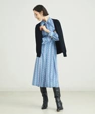 F6HJP15270 MICHEL KLEIN(小さいサイズ)(メゾン ドゥ サンク) [小さいサイズ]ストライプチェーンプリーツスカート（オリジナルプリント・セットアップ対応） ブラウン(87)