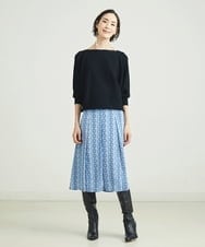 F6HJP15270 MICHEL KLEIN(小さいサイズ)(メゾン ドゥ サンク) [小さいサイズ]ストライプチェーンプリーツスカート（オリジナルプリント・セットアップ対応） ブラウン(87)
