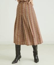 F6HJP15270 MICHEL KLEIN(小さいサイズ)(メゾン ドゥ サンク) [小さいサイズ]ストライプチェーンプリーツスカート（オリジナルプリント・セットアップ対応） ブラウン(87)