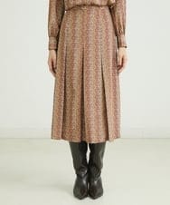F6HJP15270 MICHEL KLEIN(小さいサイズ)(メゾン ドゥ サンク) [小さいサイズ]ストライプチェーンプリーツスカート（オリジナルプリント・セットアップ対応） ブラウン(87)