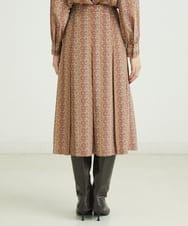 F6HJP15270 MICHEL KLEIN(小さいサイズ)(メゾン ドゥ サンク) [小さいサイズ]ストライプチェーンプリーツスカート（オリジナルプリント・セットアップ対応） ブラウン(87)