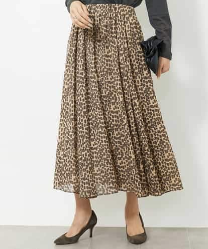 F6HJV34330  [小さいサイズ]レオパードプリントタックフレアースカート(オリジナルプリント)