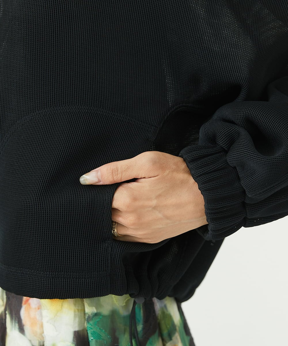 F6JAA21330 MICHEL KLEIN(小さいサイズ)(メゾン ドゥ サンク) [小さいサイズ]シアーメッシュダンボールブルゾン ブラック