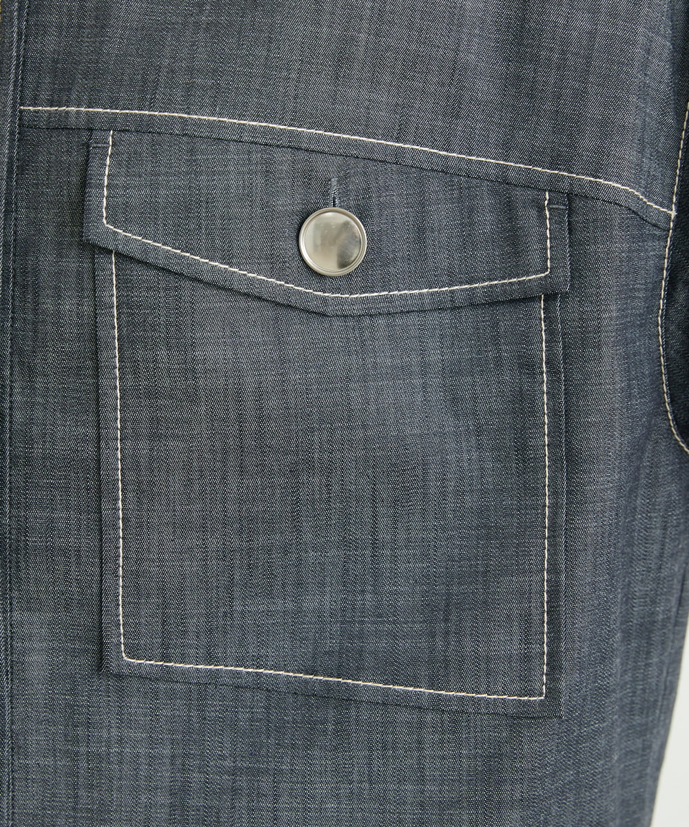 F6JFS20330 MICHEL KLEIN(小さいサイズ)(メゾン ドゥ サンク) [小さいサイズ]デニムライクブルゾン/季節の変わり目に ネイビー(57)