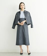 F6JFS20330 MICHEL KLEIN(小さいサイズ)(メゾン ドゥ サンク) [小さいサイズ]デニムライクブルゾン/季節の変わり目に ネイビー(57)