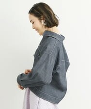 F6JFS20330 MICHEL KLEIN(小さいサイズ)(メゾン ドゥ サンク) [小さいサイズ]デニムライクブルゾン/季節の変わり目に ネイビー(57)