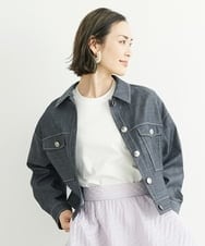 F6JFS20330 MICHEL KLEIN(小さいサイズ)(メゾン ドゥ サンク) [小さいサイズ]デニムライクブルゾン/季節の変わり目に ネイビー(57)