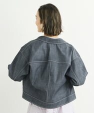 F6JFS20330 MICHEL KLEIN(小さいサイズ)(メゾン ドゥ サンク) [小さいサイズ]デニムライクブルゾン/季節の変わり目に ネイビー(57)