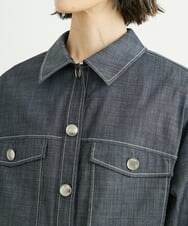 F6JFS20330 MICHEL KLEIN(小さいサイズ)(メゾン ドゥ サンク) [小さいサイズ]デニムライクブルゾン/季節の変わり目に ネイビー(57)