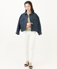 F6JGA07330 MICHEL KLEIN(小さいサイズ)(メゾン ドゥ サンク) [小さいサイズ]デニムライクブルゾン ネイビー
