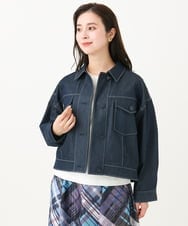 F6JGA07330 MICHEL KLEIN(小さいサイズ)(メゾン ドゥ サンク) [小さいサイズ]デニムライクブルゾン ネイビー