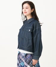 F6JGA07330 MICHEL KLEIN(小さいサイズ)(メゾン ドゥ サンク) [小さいサイズ]デニムライクブルゾン ネイビー