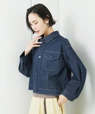 F6JGA07330 MICHEL KLEIN(小さいサイズ)(メゾン ドゥ サンク) [小さいサイズ]デニムライクブルゾン ネイビー